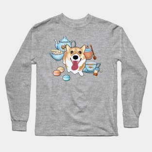 Afternoon Tea Corgi Long Sleeve T-Shirt